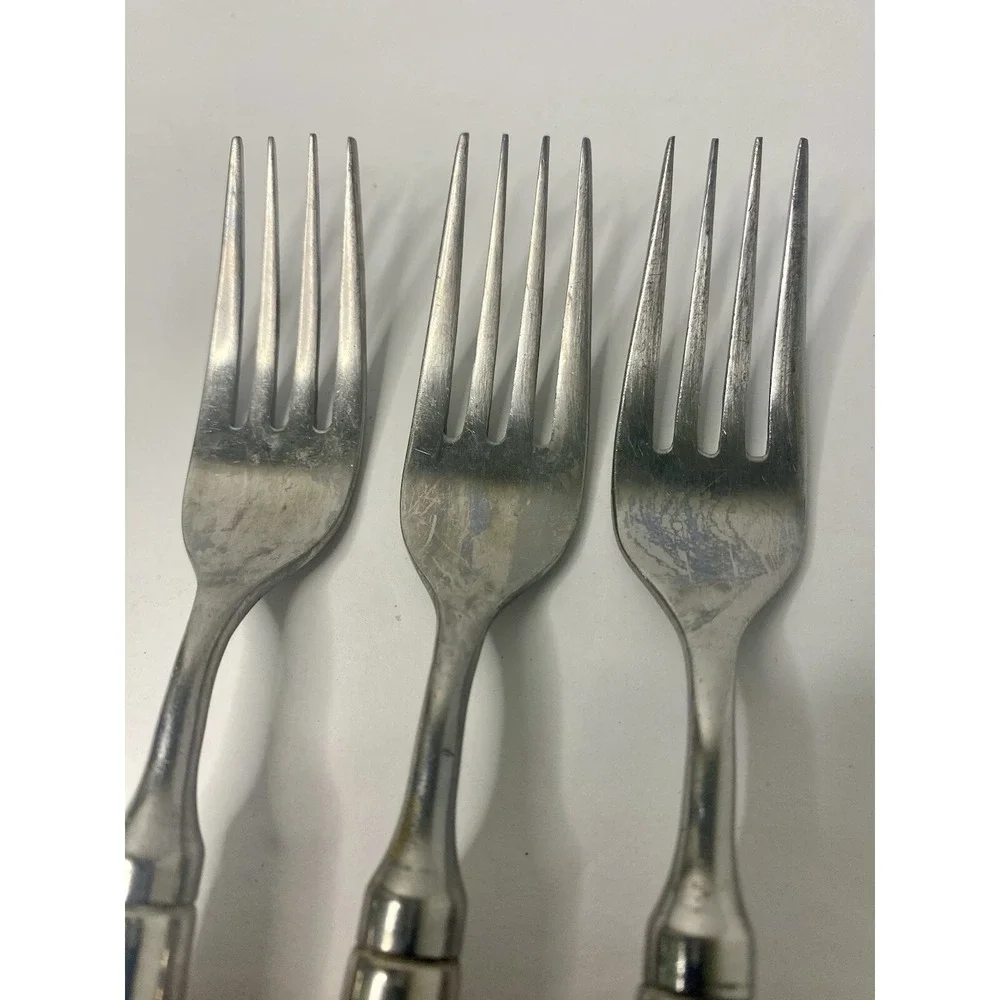 3 Stanley Roberts Spectrum Mauve Handle Flatware Dinner Forks Replacements